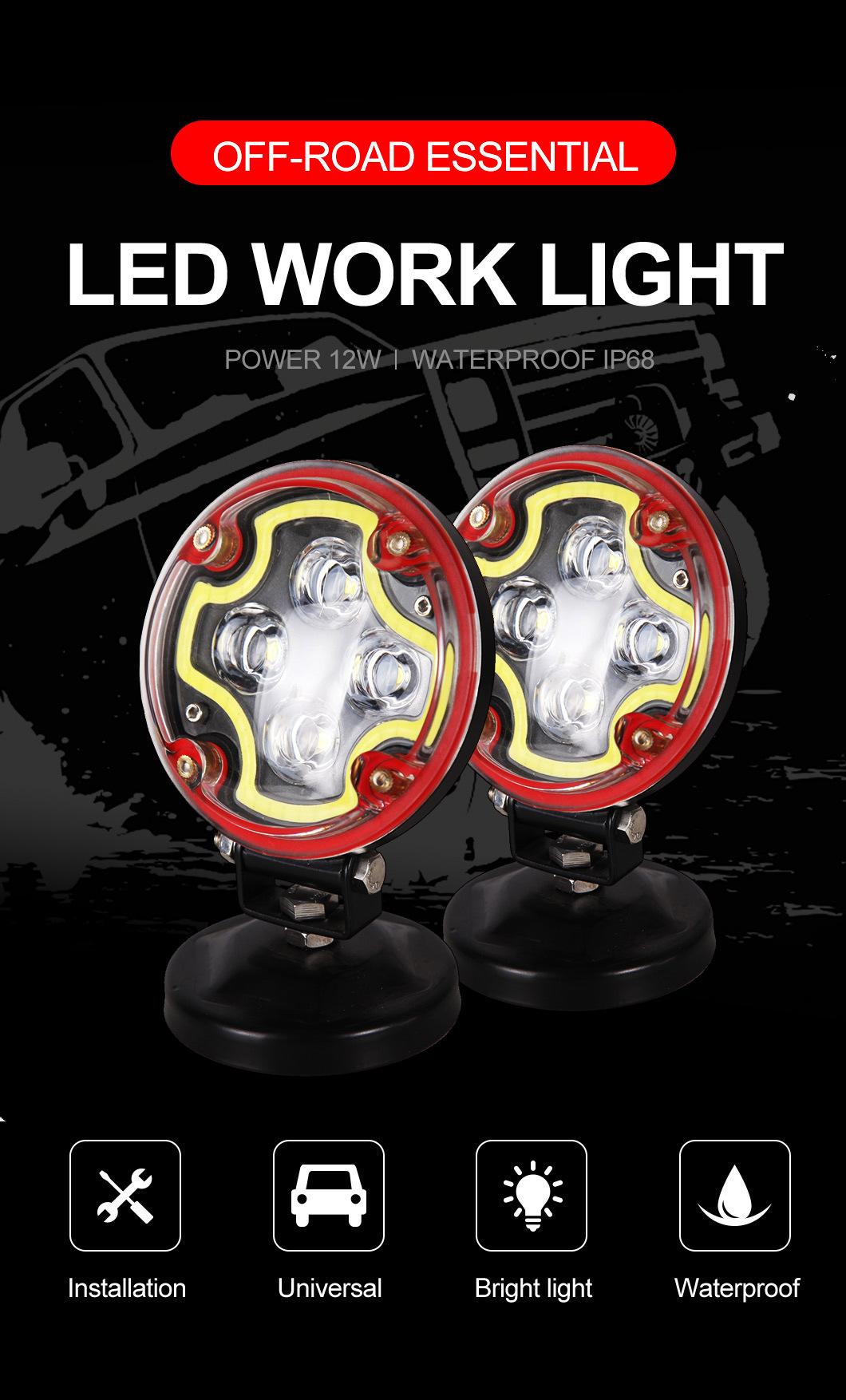 High Quality Dual Color LED Work Light 12W Tractors LED Work Light Flood Spot 24V LED Lights for Truck