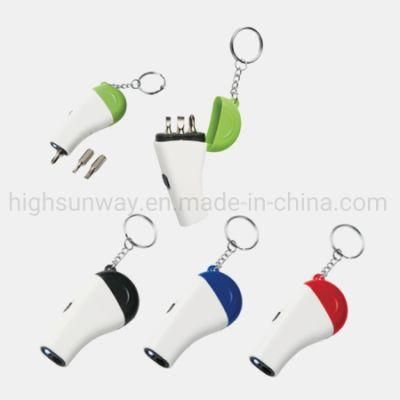 Gift LED Keychain with Tool Bits Pocket LED Torch Multi-Tool Screwdriver Wrench LED Key Chain