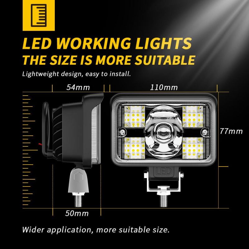Dxz 3inch Ingot Lamp Duble Color Laser Gun Car Strong Light Super Bright Refit in The Net Truck Headlight Fog Proof Ingot LED Work Light Flood+Spot