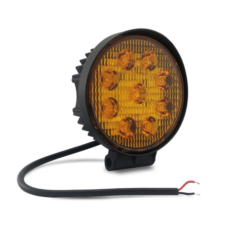 3inch Round Amber Car Truck Trailer Motorcycle Tractor Forklift Boat Lamp 9LED Flash Strobe Mini 27W LED Work Light