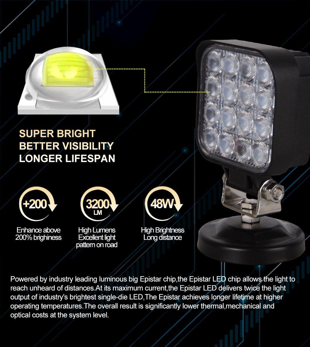 Factory Outlet Sale Accessories Offroad Headlight Car Auto Waterproof IP68 48W LED Work Light