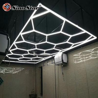 Customed Design Auto Care Wash Car Station Linkable LED Linear Light Aluminum Housing Auto LED Light Bar Hexagonal Ceiling Light