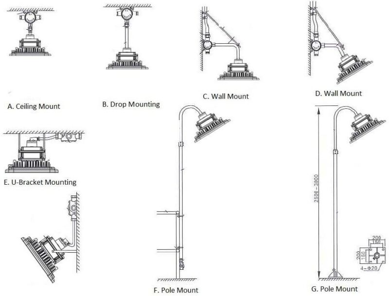 Chinese Manufacture Explosion Proof LED Light Fixture Floodlight 200 Watt