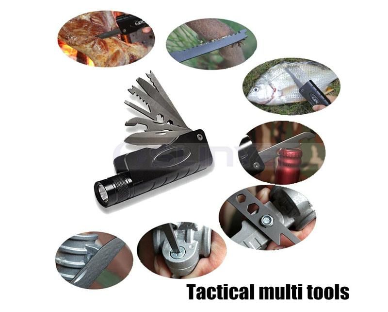 CREE LED Tactical Flashlight Folding Pocket Camping Multi Tool with Rechargeable Torch