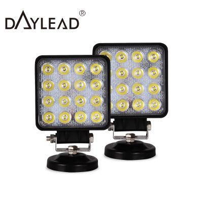 48W 16LED 6000K 3500lm Square Waterproof LED Work Light for off-Road SUV Boat