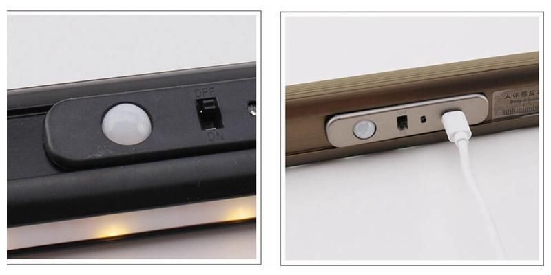 PIR Motion Sensor Lighting USB Rechargeable Battery Operated Wireless LED Under Cabinet Closet Wardrobe Lights