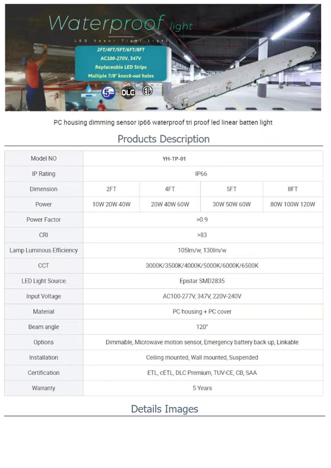 LED High Bay Light 3000-6500K Surface Mount Suspension Available Indoors/Outdoors LED Tri-Proof Lamp