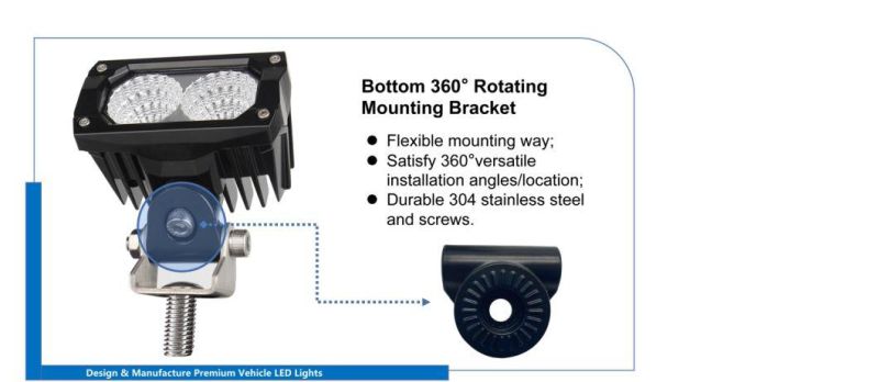 High Lumen 20W 3.8inch Rectangle Flood LED Driving Light for Offroad Truck/Forklift/Tractor 4X4