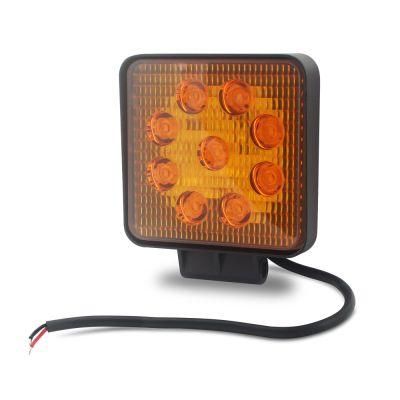 27W Square Spot Beam 12V Amber LED Work Light for Truck