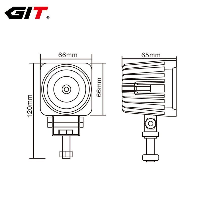 Waterproof IP68 10W 12/24V Square 2.5" Spot/Flood LED Car Light for Offroad Vehicle