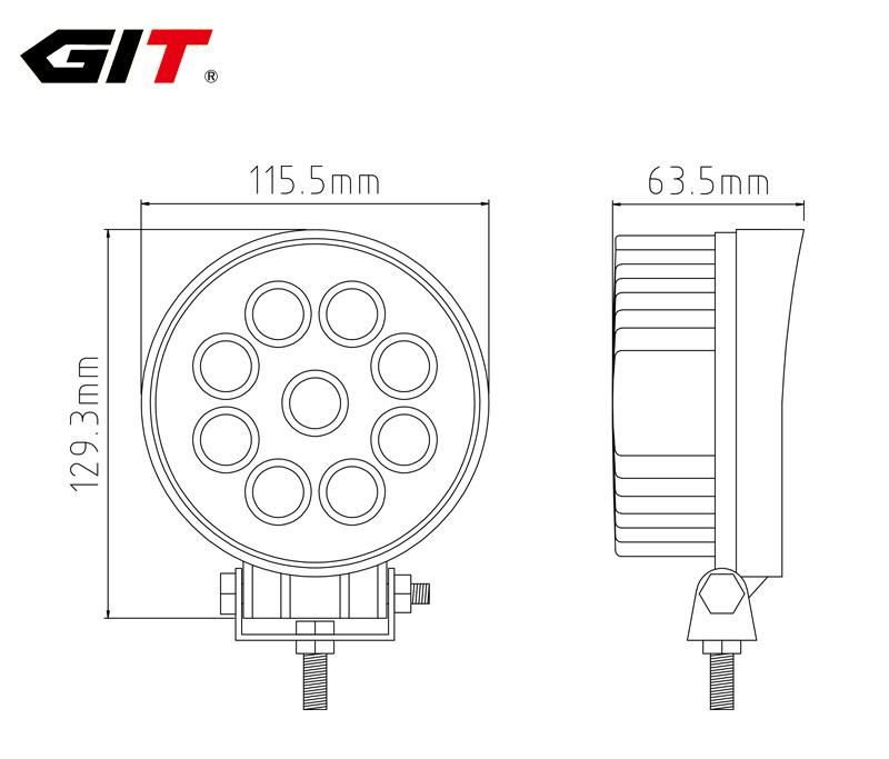 Epistar Round 4inch Spot/Flood 12V 24V 27W LED Car Light for Offroad Truck Marine