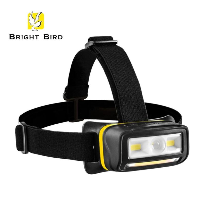 ABS+TPR Material New Design Low Price Cheap Price Competitive Price Hot Selling 5W LED+ 2*1.5W COB (front) + 5W COB (bottom) + Sensor Rechargeable Headlamp