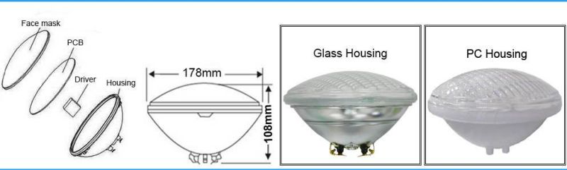 2 Years Warranty RGB 18W IP68 LED PAR56 Underwater Lighting Fixture with Glass Housing