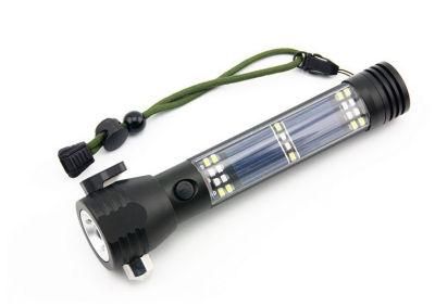 Car Safety Hammer Flashlight Solar Power Strobe Light Work Light
