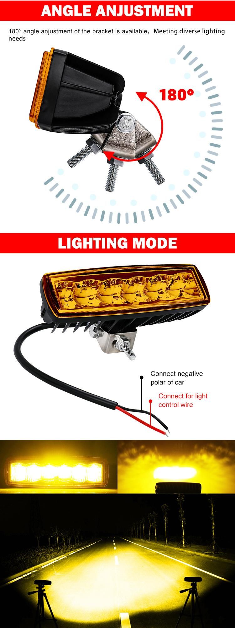 Factory Sell Super Slim 6inch Waterproof Forklift Tractor Truck 12 Volt Amber White Flood Beam LED Work Light 30W