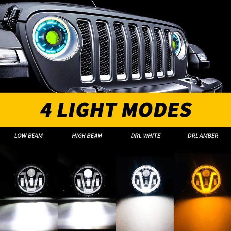 Dxz Headlight Accessories for Jeep Wrangler and Truck 5X7 75W High Low Beam Headlight Angle Eye Thick Lamp