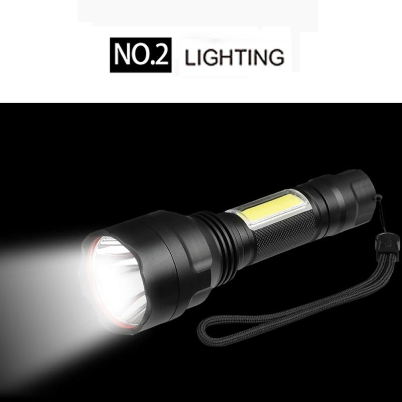 C8-COB LED Flashlight T6 + COB 4 Mode Torch Waterproof Aluminum Lanterna by 18650 Rechargeable for Camping Hiking