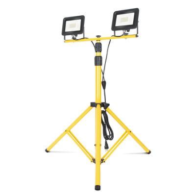 IP65 Water Proof Outdoor 2 Heads 100W 8000lm Foldable LED Emergency Work Flood Light Lamp with Telescopic Tripod