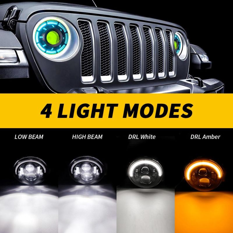 Dxz 7 Inch 6LED Thick Half Roud for Jeep Wrangler Offroad 45W LED Work Light Auto Parts Waterproof Lamp