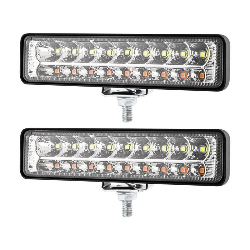 Dxz 18SMD 6inch Waterproof High Power Double LED Driving White and Yellow Warning Daytime Running Light Lamp