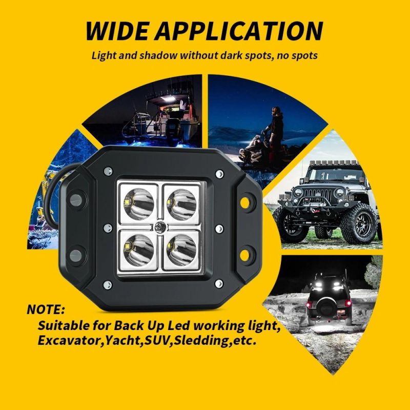 Dxz Offroad Vehicle 4 LED Truck Work Warning Light Fog Light LED Rectangle Square Auto Working Light with Spot Beam for 4X4