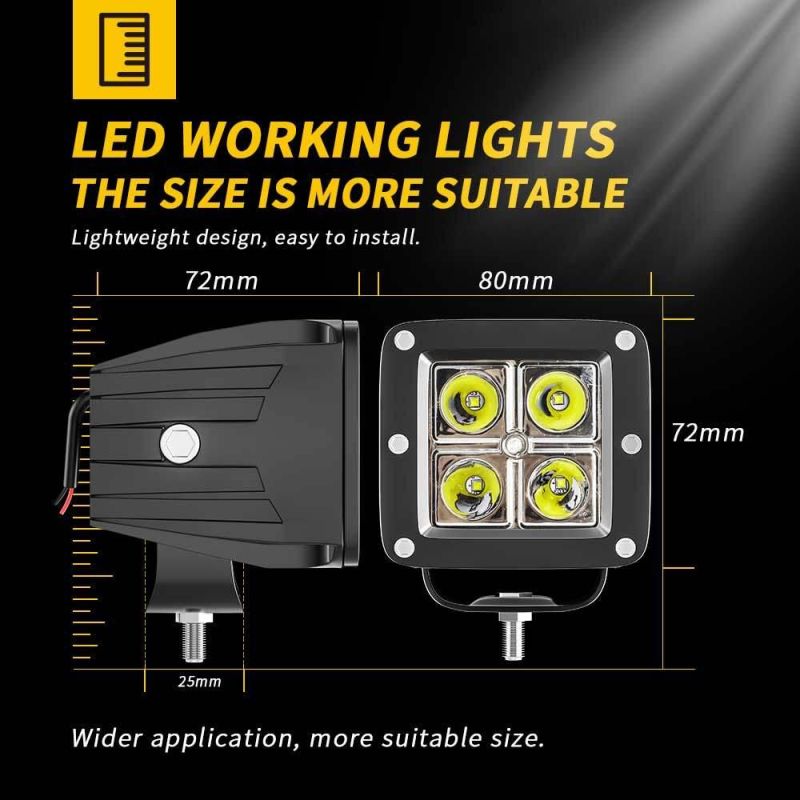 Dxz 3inch 4LED CREE Chips Wrangler Small Spotlight 12V 24V for Jeep Wrangler Dodge Chrysler Front Bumper Lights