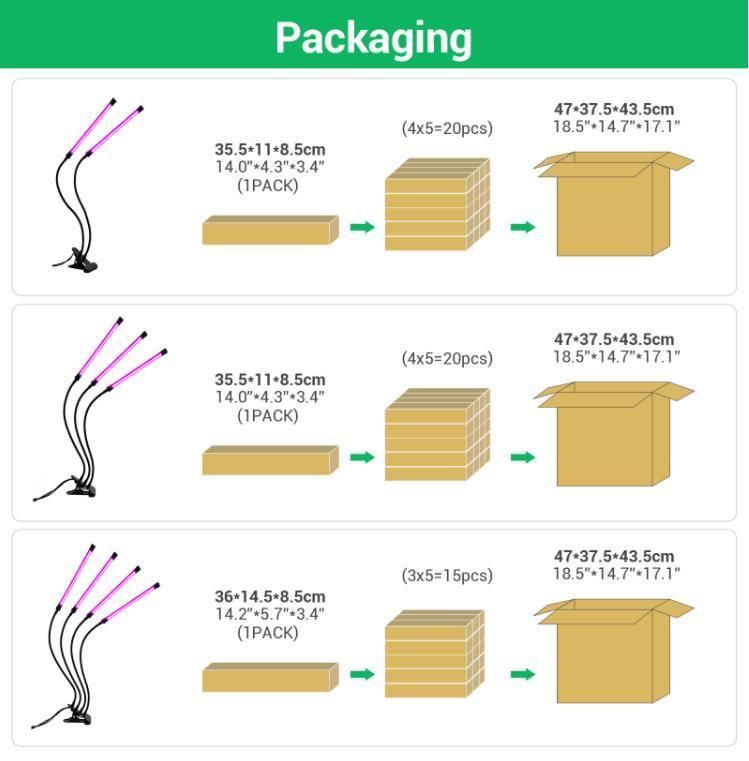 Samsung 4 Head Dimmable Levels Plant Grow Lights for Indoor Plants Growth Adjustable 6 9 12h Timer