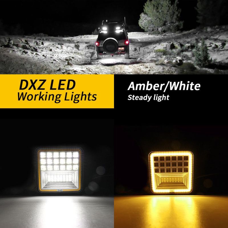 Dxz 126W 42 LED Ppods Truck Work Light 4inch Spot Flood Combo Square 42 LED Work Lights Offroad LED Cubes Driving Fog Lighting