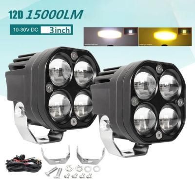 3 Inch 60W Cube LED Work Light with 4 Pod Lens for 12V 24V Car SUV Truck Offroad Motorcycle LED Fog Driving Light