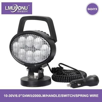 0424yx Portable LED Work Light 24W 6.0 Inch with Cigar Lighter Magnet Base
