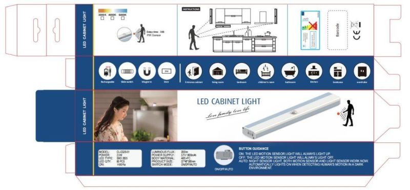 LED Automatic Under Cabinet Lighting, Rechargeable with Eye-Protection Design