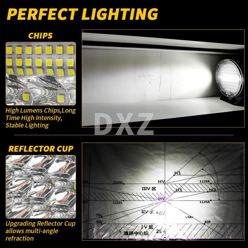 Dxz Wholesale High Power Bumper Car Spotlight Round LED Driving Truck off-Road 9" Inch Car LED Spotlight 128LED 384W