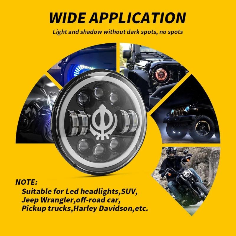 Dxz 7inch 12V 24V Car Accessories for Jk Wrangler Jeep 90W LED Headlight DRL Hi/Low Beam Lamp