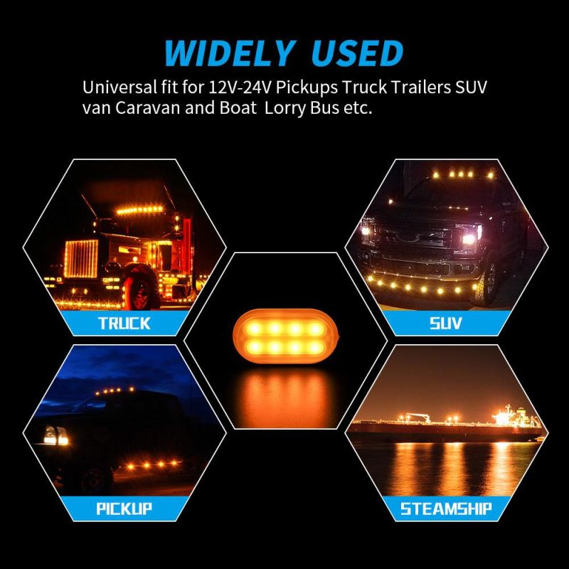 Dxz 12V 24V Flash 8 LED Vehicle Truck LED Warning Strobe Side Marker Light