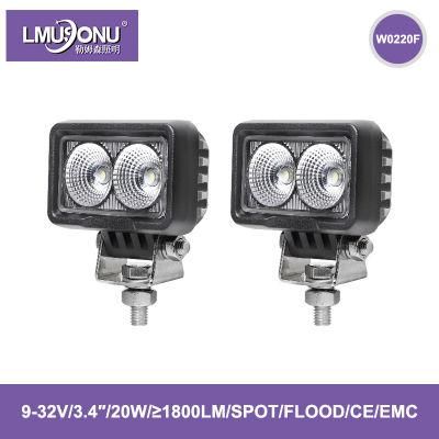 W0220f 3.4 Inch 20W 1800lm LED Working Lights Lamp Spot Flood Beam for Car Truck Auto