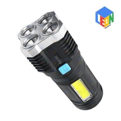 4 Heads USB Rechargeable Outdoor Camping Searching LED Flashlight