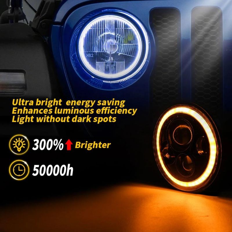 Dxz Thin Section All Round DOT SAE Approved Round 7inch Sealed Beam LED Headlamp Jeep Wrangler LED Headlight for Jeep Harley