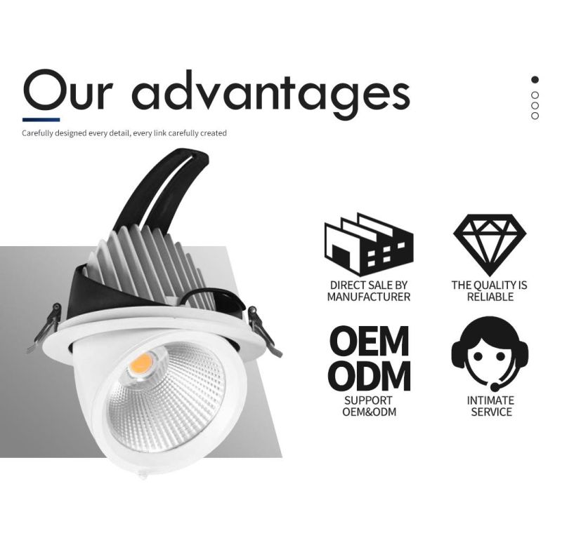 50W 3000K 4000K 6000K CRI>90 COB Adjustable  Gimbal  LED  Downlight