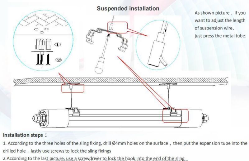 IP69K IP66 PMMA+Alu Material Anti-Ammonia LED G7th Triproof Linear Light 1.5m 70W LED Batten with Sensor