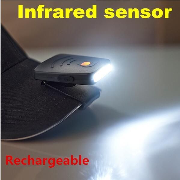 Mini 3LED Infrared Sensor Headlight USB Rechargeable Headlamp Cap Lamp Light