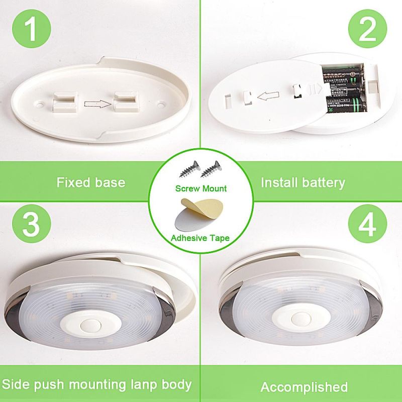 Wireless Touch Sensor LED Under Cabinet Light Kitchen LED Battery Wardrobe/Closet Puck Light with Controller Dimmable Night Lamp