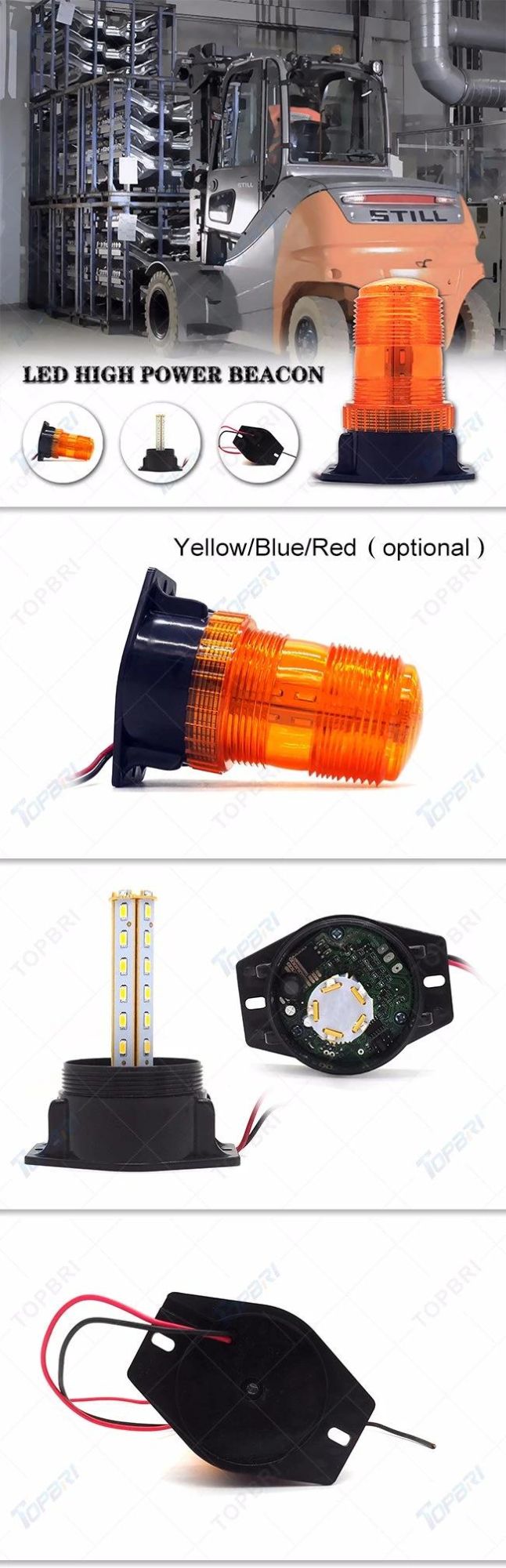 Red Rotary LED Flashing Warning Light with Screws Mount