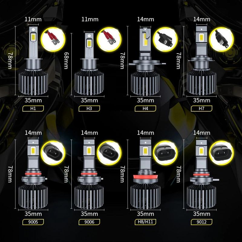 Dxz 9012 Car LED Headlight Lamp 9005 9006 H11 H9 Hir2 110W 22000lm 3570 Chips 6500K Auto Canbus LED Bulb Factory
