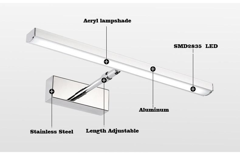 New Adjustable Bathroom Mirror Light 410mm 5W 110V / 220V LED Makeup Lamp (WH-MR-50)