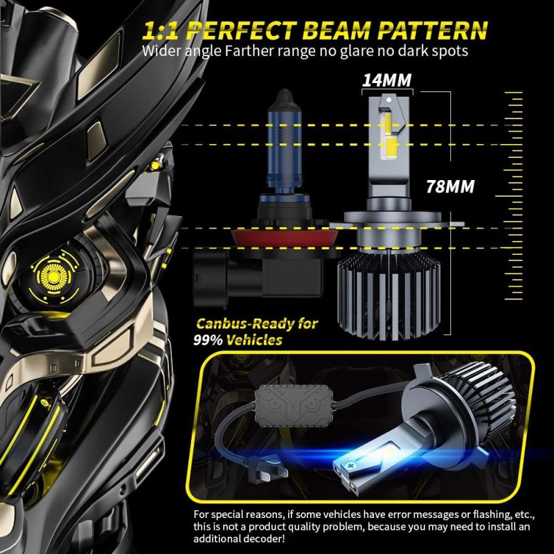 Dxz Car Headlight Kit H1 Hi/Lo Beam LED H7 H1 H8 H9 H11 Hb3 9005 Hb4 9006 110W 22000lm 6500K Auto Headlamp Fog Light Bulbs