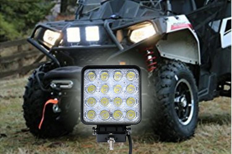 12V 24V 48W 4 Inch off-Road Farol De Trabalho LED Quadrado 4X4 Spot Flood Light 48W Square LED Work Light Auxiliares Auto Moto Alta Baja Faro LED Farol De Milha