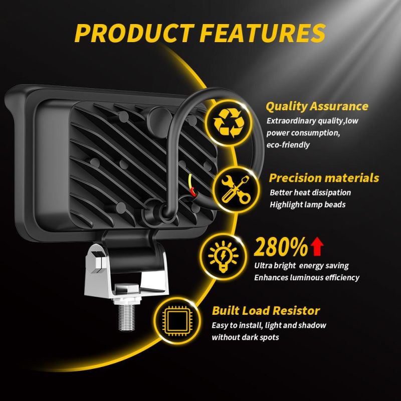 Dxz 3inch Ingot Lamp Duble Color Laser Gun Car Strong Light Super Bright Refit in The Net Truck Headlight Fog Proof Ingot LED Work Light Flood+Spot