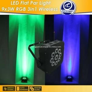 Wireless LED Flat PAR Lights 9X3w RGB 3in1 with Battery