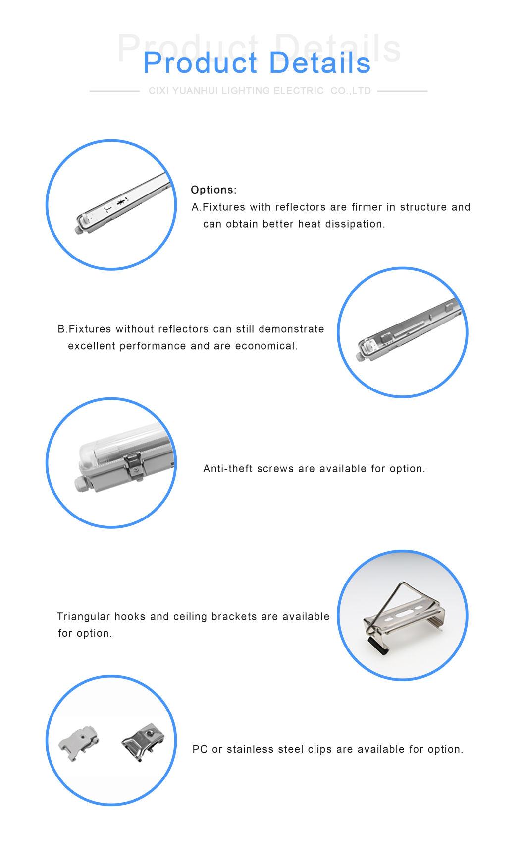 T8 LED Tube Light IP65 18W Waterproof Fixture Fluorescent Light