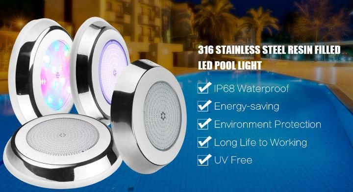 IP68 18W 316 Stainless Steel Underwater LED Pool Light for Piscina